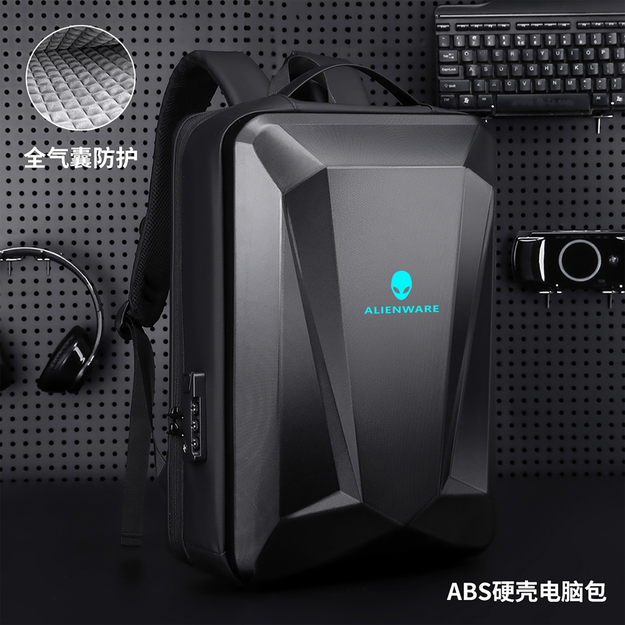 适用外星人M18笔记本18寸电脑包 大容量气囊双肩包外星人X17/16/15.6英寸 游戏本防摔男女 气囊防护双肩背包