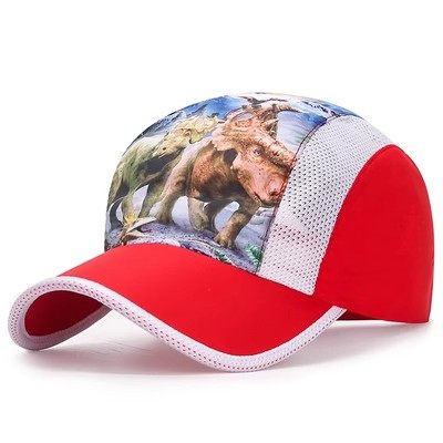 百搭小孩帽子透气薄款恐龙中大儿童速干帽防晒遮阳网帽时尚卡通