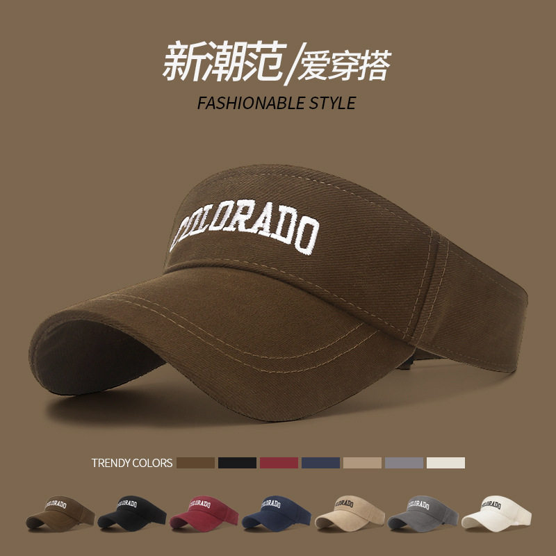 磨毛刺绣COLO字母可扎马尾空顶帽男女夏季运动遮阳网球帽子显脸小