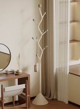 中古风卧室衣帽架简易高级感铁艺落地式挂衣架晚上放衣服收纳神器