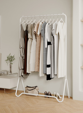 晾衣架阳台晒衣杆卧室简易折叠单杆式家用挂衣服架子简易衣架落地