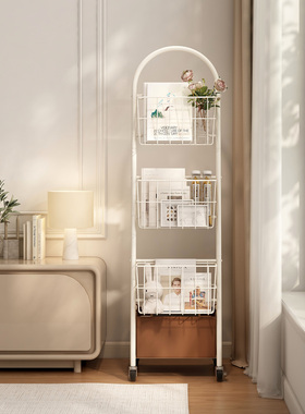 移动铁艺书架置物架家用儿童绘本收纳架客厅多层杂志架带轮阅读架