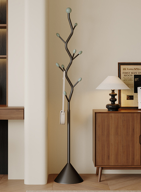 中古风卧室落地衣帽架高级感入户门衣服收纳架小型铁艺立式挂衣架