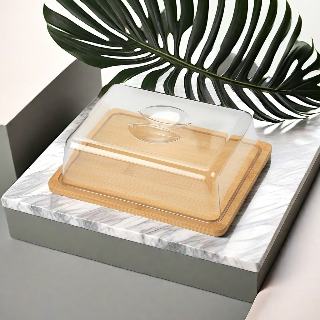 长方形带盖下午茶点心面包竹托盘配盖竹托盘食物收纳水果盘黄油盒