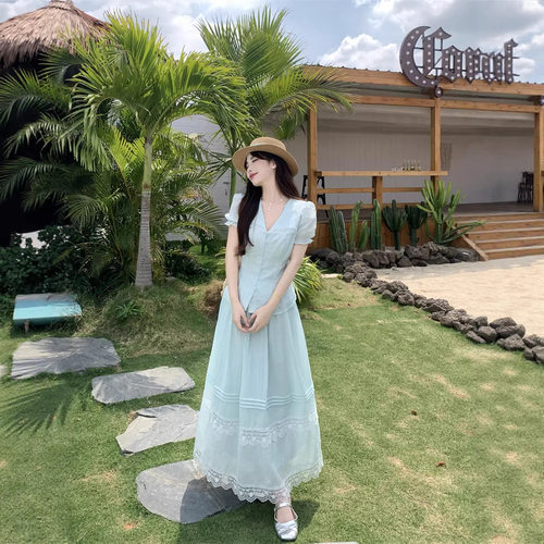 减龄仙女压褶蕾丝花边衬衫半身裙套装微胖大码收腰显瘦显白两件套