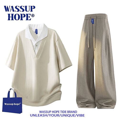 WASSUPHOPE男夏PoloT恤套装潮