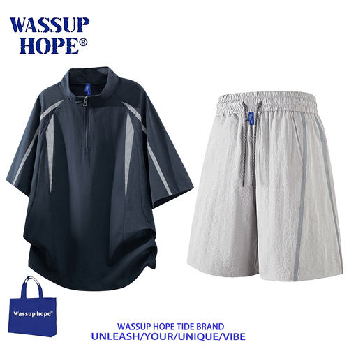 WASSUPHOPE美式短袖短裤套装男