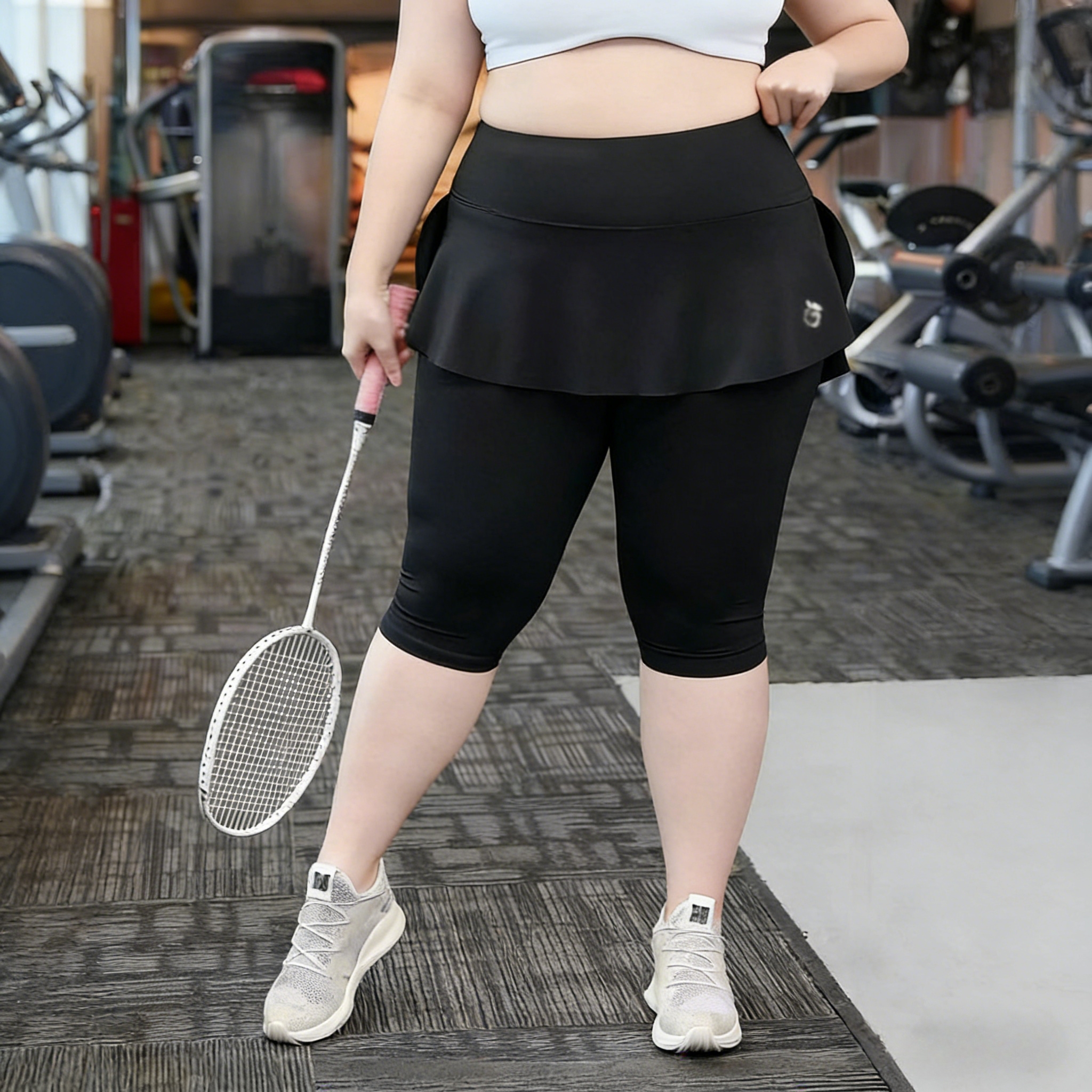 假两件高腰瑜伽裤女七分裙裤训练