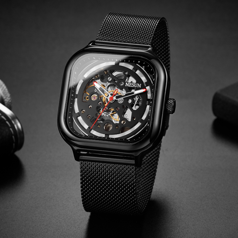 尼尚全镂空时尚男士钢带手表