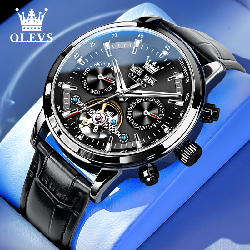 欧利时多功能镂空时尚男士机械表