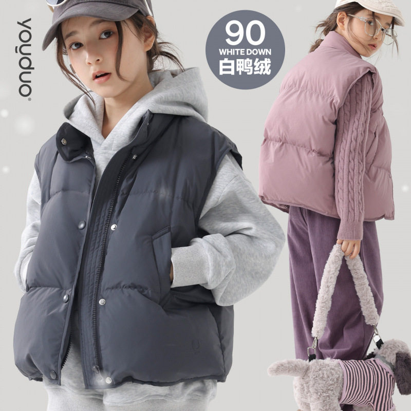 女童羽绒马甲2025冬季新款儿童夹