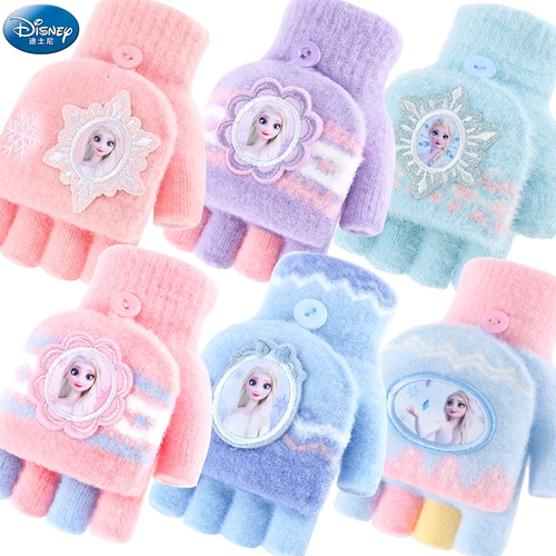 Дисней, детские удерживающие тепло трикотажные перчатки, детское кольцо для принцессы для раннего возраста, без пальцев, «Холодное сердце»