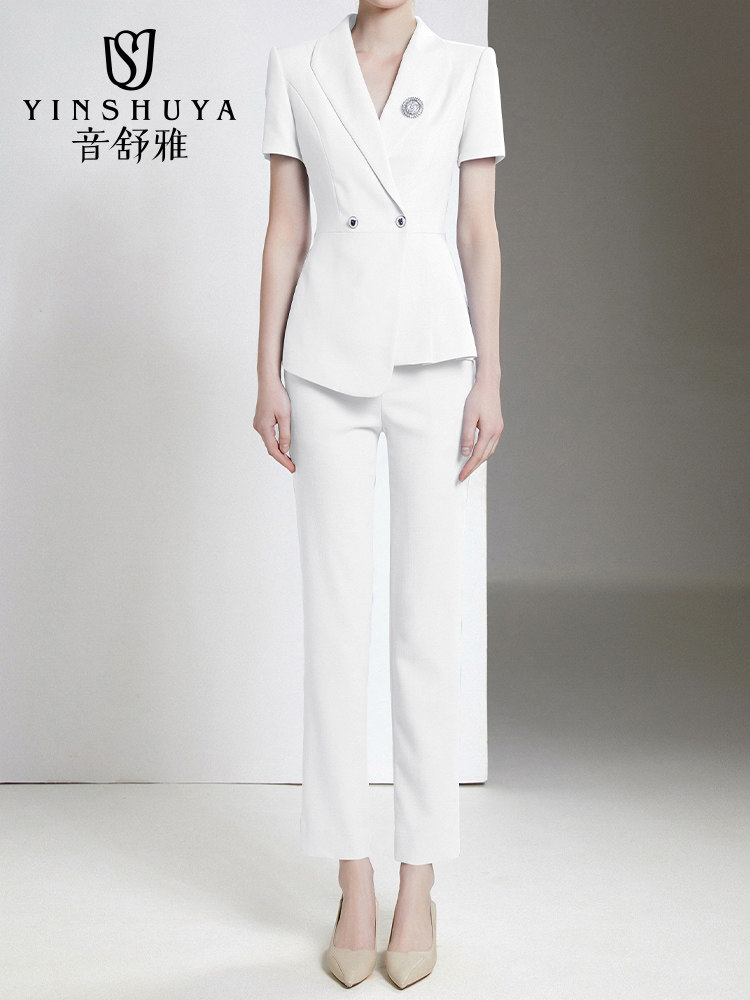PROFESSIONAL ATTIRE WOMENS SUMMER SUIT FASHION TEMPERAMENT PROFESSIONAL FORMAL WEAR INTERVIEW JEWELRY STORE BEAUTICIAN SUIT S OVERALLS