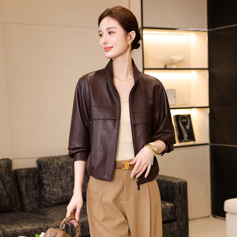 高端真皮皮衣外套女短款2026新款春季时尚洋气夹克高级感绵羊皮衣