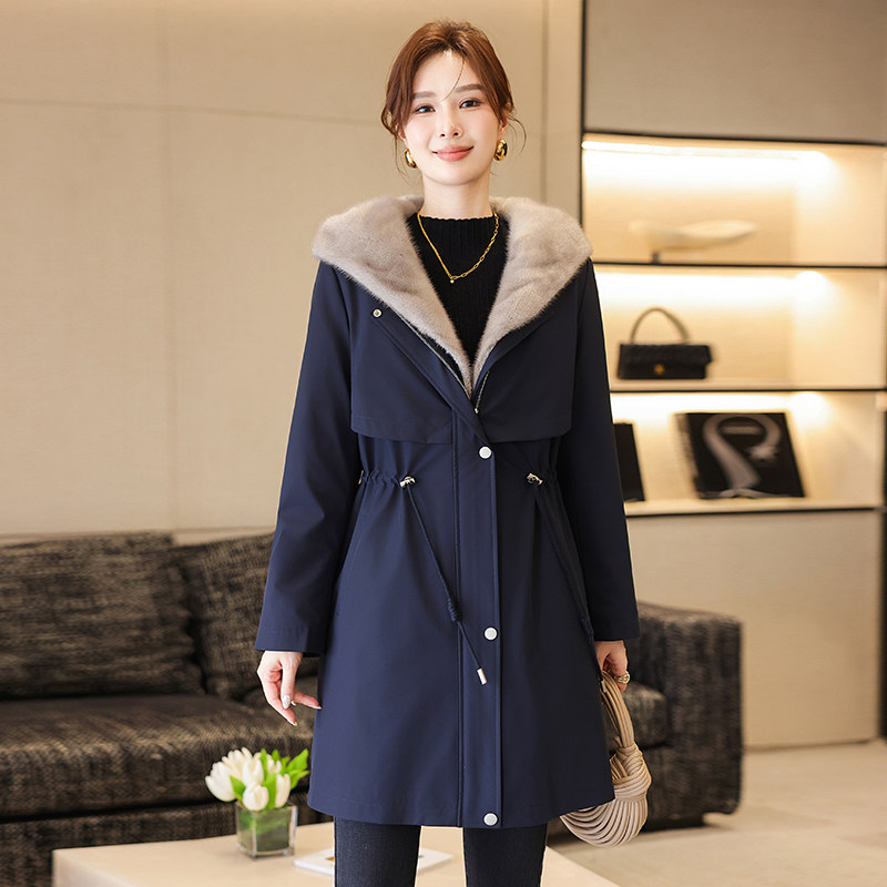 水貂毛内胆派克服女可脱卸连帽