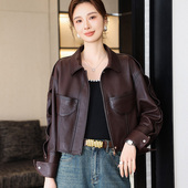 海宁真皮皮衣女2025新款 春秋小个子设计感高端头层绵羊皮机车外套