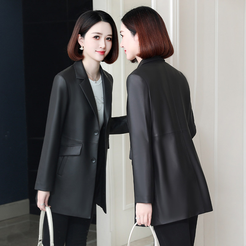 真皮皮衣女中长款2024新款春修身气质单装海宁绵羊皮皮草大衣外套,女装/女士精品,皮衣,淘宝优惠券,粉丝福利购,淘宝优惠卷