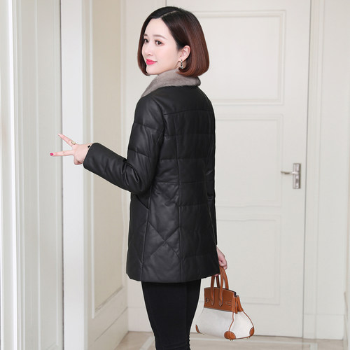 海宁真皮羽绒服绵羊皮短款皮衣