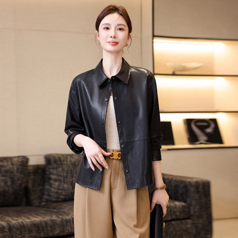 2026新款春秋真皮皮衣女正肩中年妈妈夹克海宁植鞣绵羊皮短款外套
