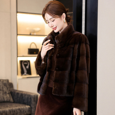 薇蔓娜进口水貂皮大衣短款