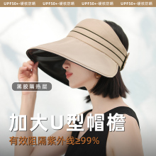 UPF50+帽子女夏季大帽檐防紫外线空顶遮阳防晒帽黑胶遮全脸渔夫帽