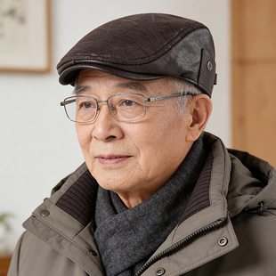 老年人帽子年男士冬爷爷外公姥爷保暖防寒时髦洋气加厚加绒前进帽