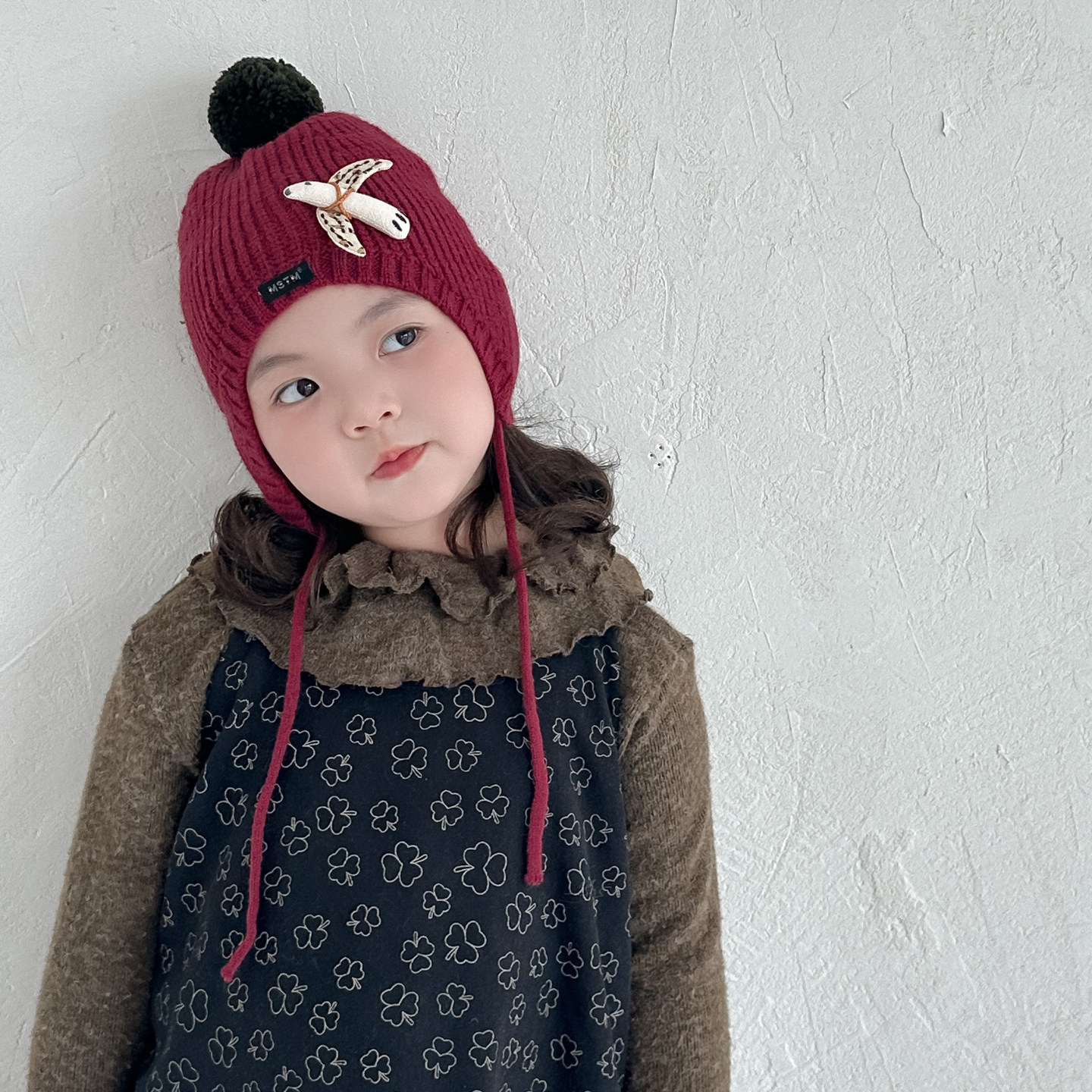 韩版儿童针织护耳帽2025新款冬季保暖毛线帽可爱动物装饰套头帽子