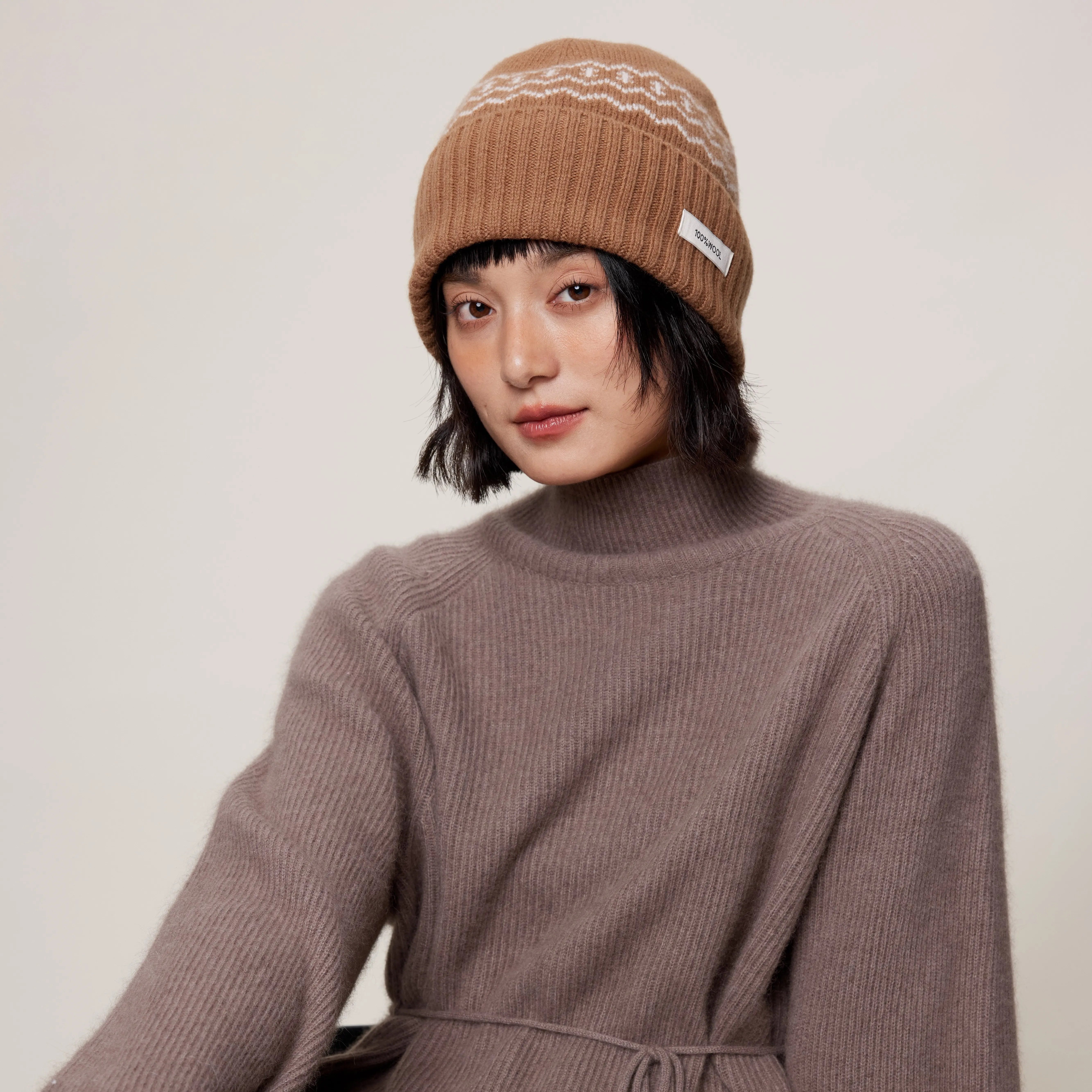 费尔岛风含羊毛红色帽子女秋冬保暖堆堆圣诞冷帽大头围针织护耳帽,服饰配件/皮带/帽子/围巾,帽子,淘宝优惠券,粉丝福利购,淘宝优惠卷