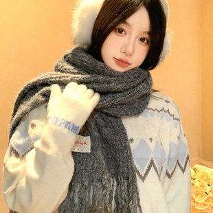 韩系氛围感围巾2025新款今年流行爆款保暖防寒百搭时尚流苏围脖女
