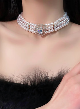 【轻奢小众】水晶镶钻珍珠项链