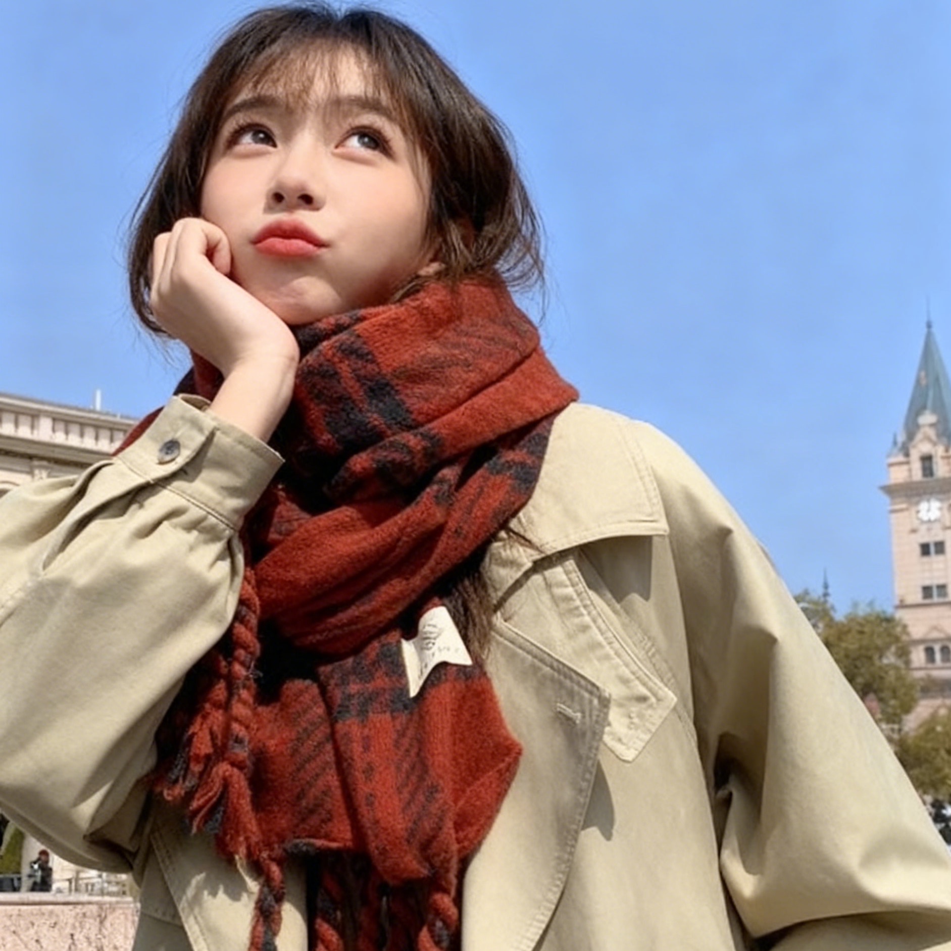 【新款推荐】复古红色围巾