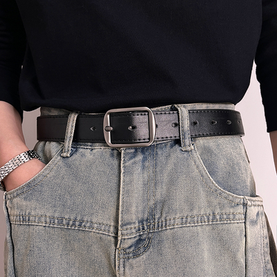 【简约款】男士宽版经典黑腰带