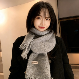 韩系氛围感围巾2025新款今年流行爆款保暖防寒加厚时尚洋气围脖冬