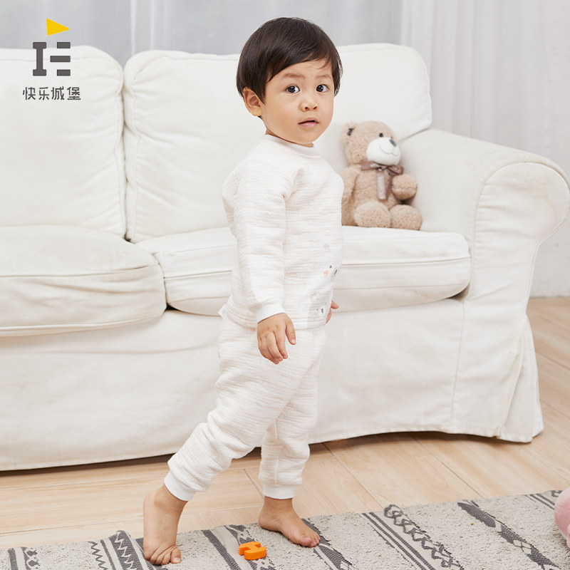 HAPPY CASTLE INFANT THERMAL UNDERWEAR SET COTTON AUTUMN AND WINTER BOYS AND GIRLS SILK WINTER CHILDRENS AUTUMN CLOTHES AND AUTUMN PANTS