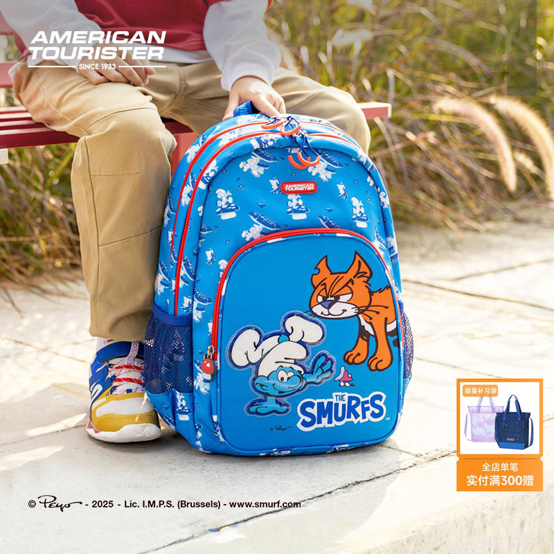 「新品」美旅卡通蓝精灵双肩包轻便学生书包蓝妹妹2025新款UF5,箱包皮具/热销女包/男包,双肩背包,淘宝优惠券,粉丝福利购,淘宝优惠卷
