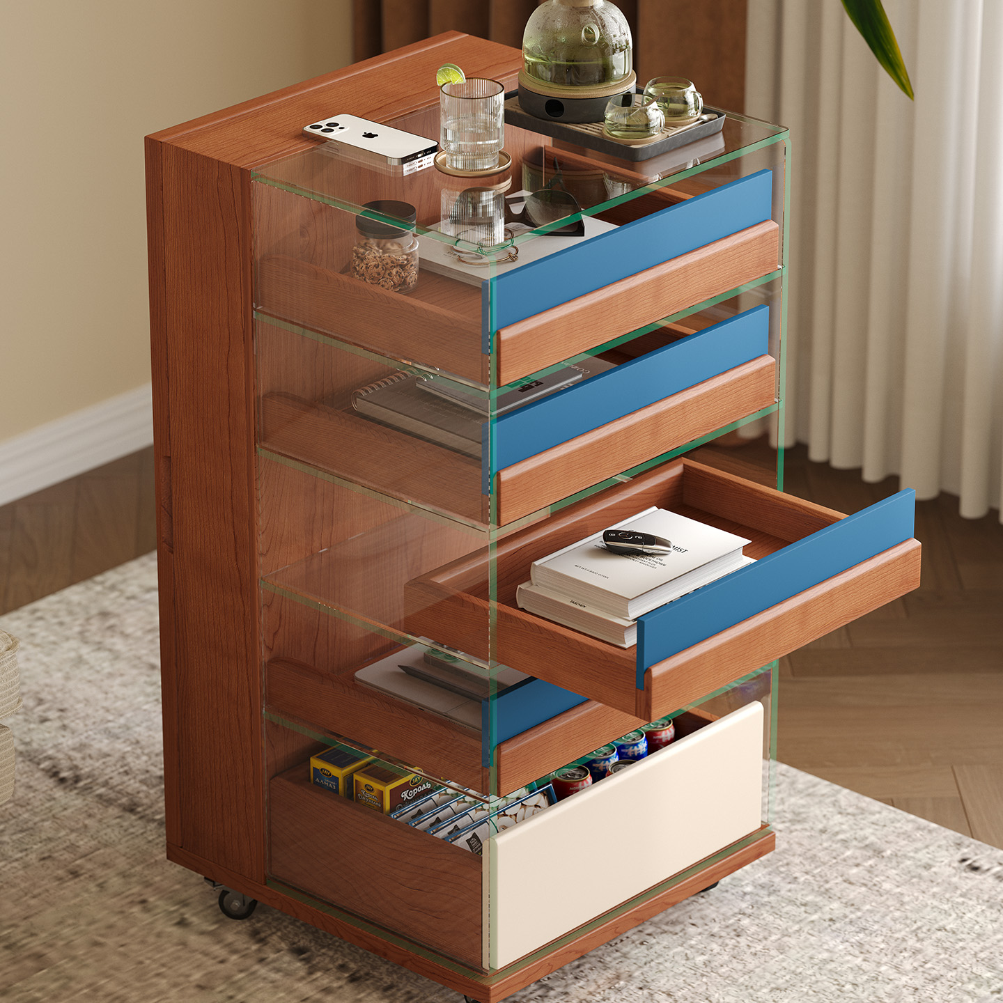 中古风实木斗柜客厅靠墙储物