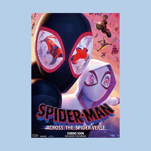 蜘蛛侠纵横宇宙科幻动画电影海报 饰画芯卧室背景墙贴卡通 房间装