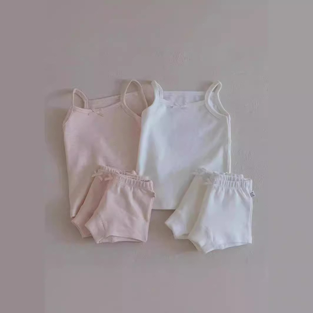 ins韩版背心短裤吊带短裤套装小清新颜色男女宝宝夏款百搭时尚套