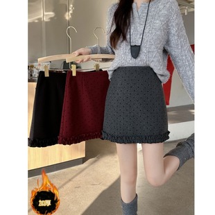 设计感A字木耳边波点半身裙高腰百搭短裙 秋冬新款 小吉家大码 女装