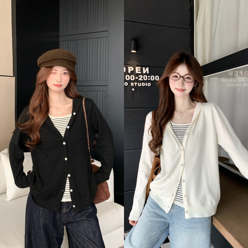 小吉家大码女装秋季胖mm假两件条纹拼接长袖针织衫韩系叠穿上衣女