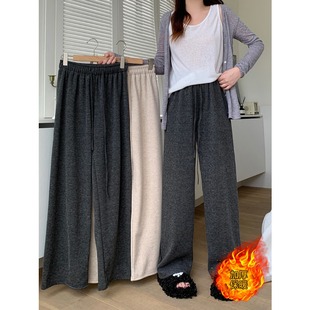 糯米裤 小吉家大码 胖mm加绒加厚保暖显瘦松紧腰阔腿裤 秋冬新款 女装