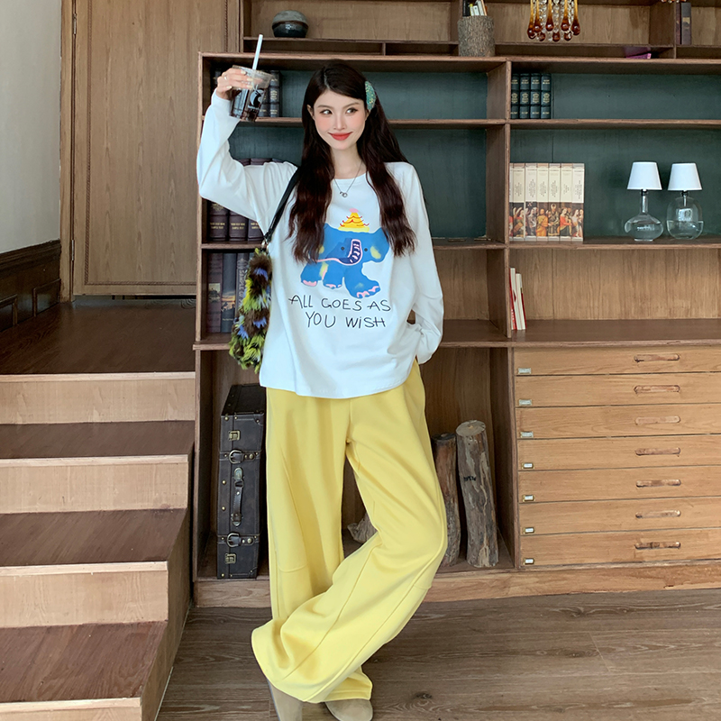 小吉家大码女装冬季德绒圆领宽松显瘦内搭上衣胖mm韩版印花打底衫