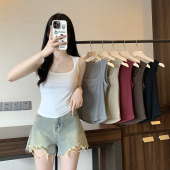 白色内搭方领吊带背心女胖mm显瘦无袖 秋季 打底上衣 女装 小吉家大码