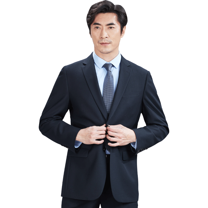 藏青色商务红都职业正装修身
