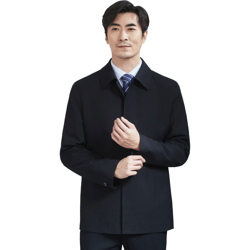 红都春款商务休闲中老年男士风衣