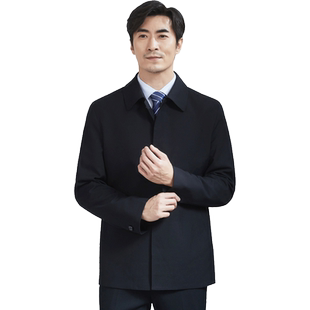 红都春秋男士风衣短款披风商务休闲中老年男装外套