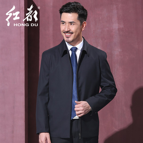 中年休闲外套红都中年羊毛