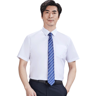 红都短袖衬衫男士商务职业正装男装短袖衬衣白色职场工装衬衫
