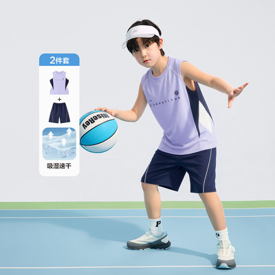 左西童装男童速干套装儿童运动背心短裤两件套网眼夏装2026新款潮 — 4