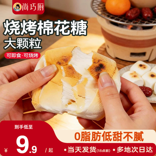 展艺烤棉花糖大块炭烧烤专用拉丝低甜度雪花酥围炉煮茶食玩材料